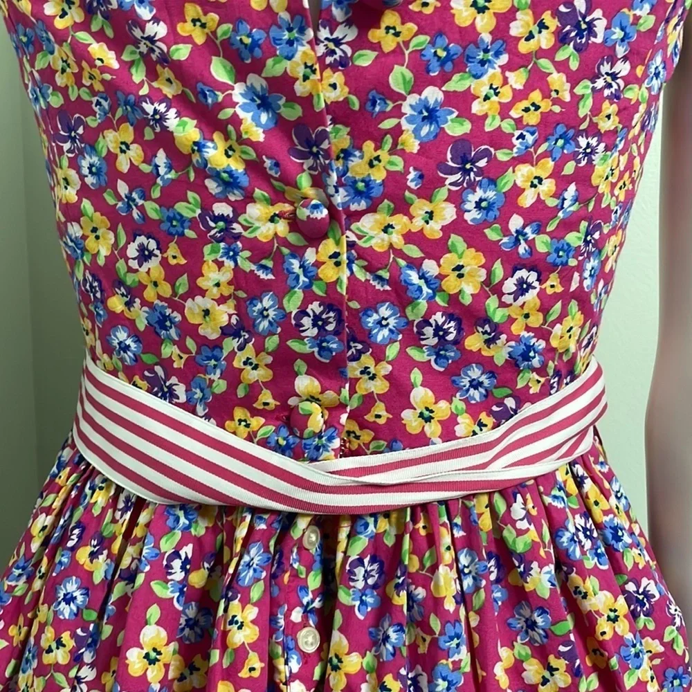 RALPH LAUREN floral dress spring wedding size 16 pink white yellow